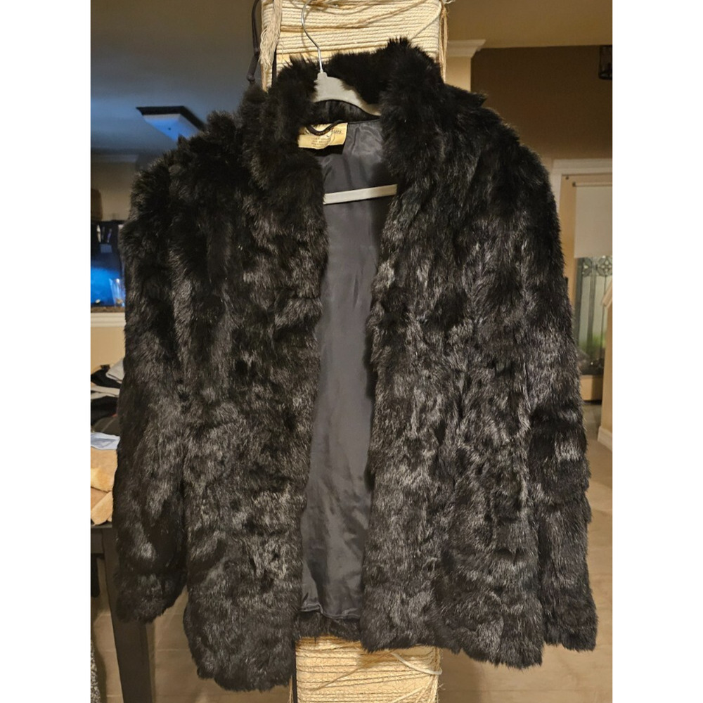 Vintage Somerset Fur 100% Pure Rabbit Fur Black Coat Women’s Size Medium READ